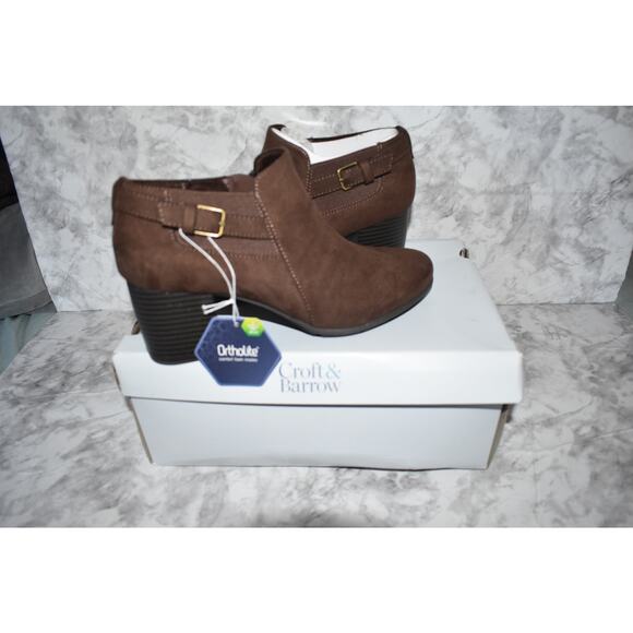 Croft‎ & Barrow Women’s Brown Ankle Booties Size 8 Ortholite Comfort Foam NWT - Picture 2 of 3